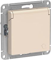 Розетка с заземлением без рамки Systeme Electric AtlasDesign 1-м. крышка шторки бежевый картинка